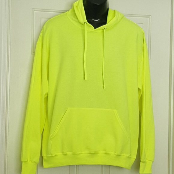 New Men's Fleece Pullover Hoodie Sweatshirt, Size L Yellow . - Picture 2 of 10